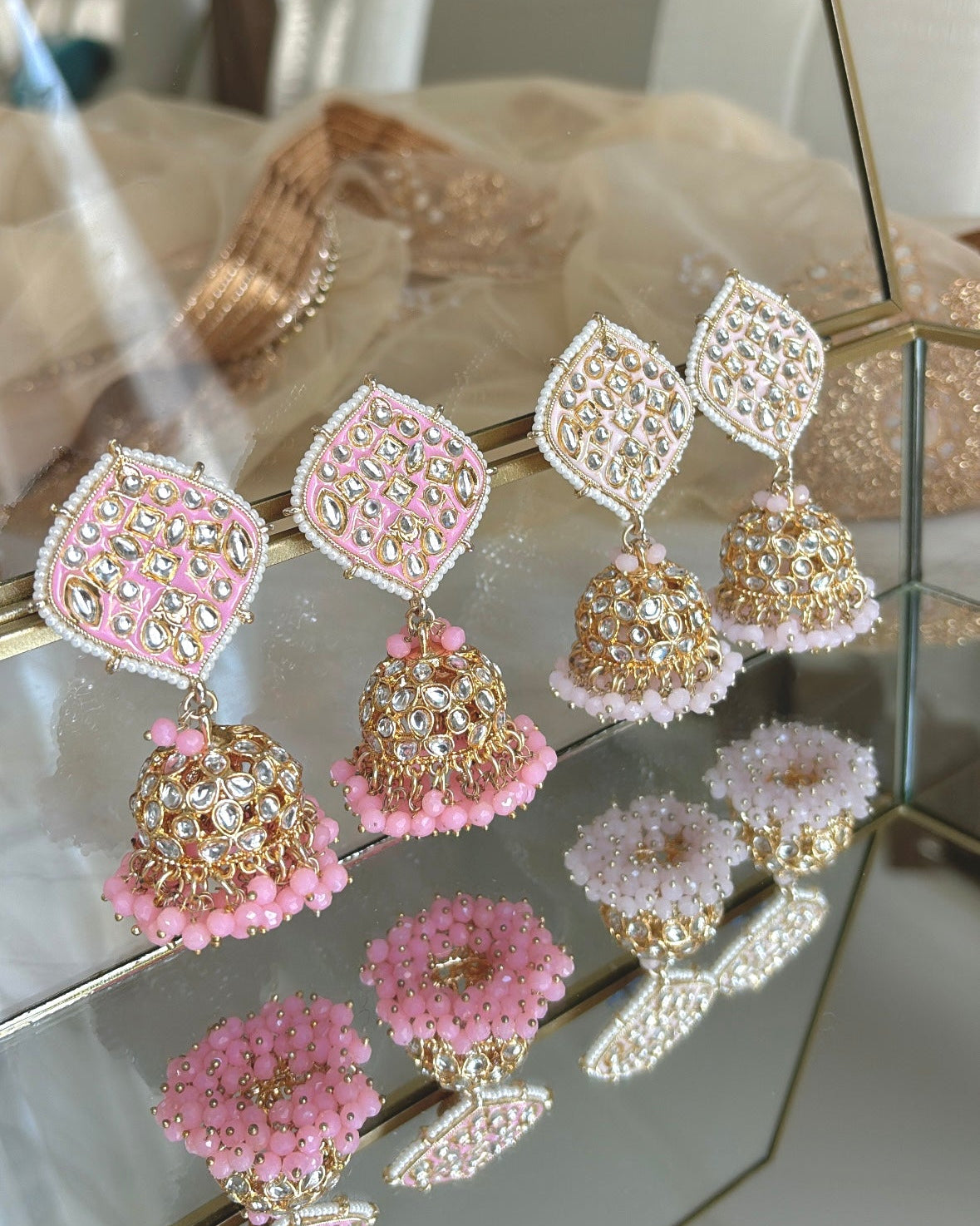 Falak Earrings | Baby Pink & Pink