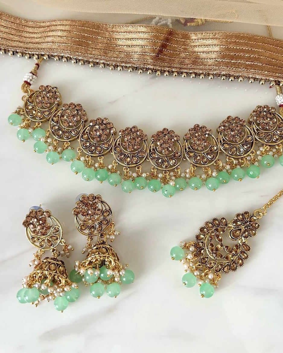 Saira Necklace Set | Mint Green