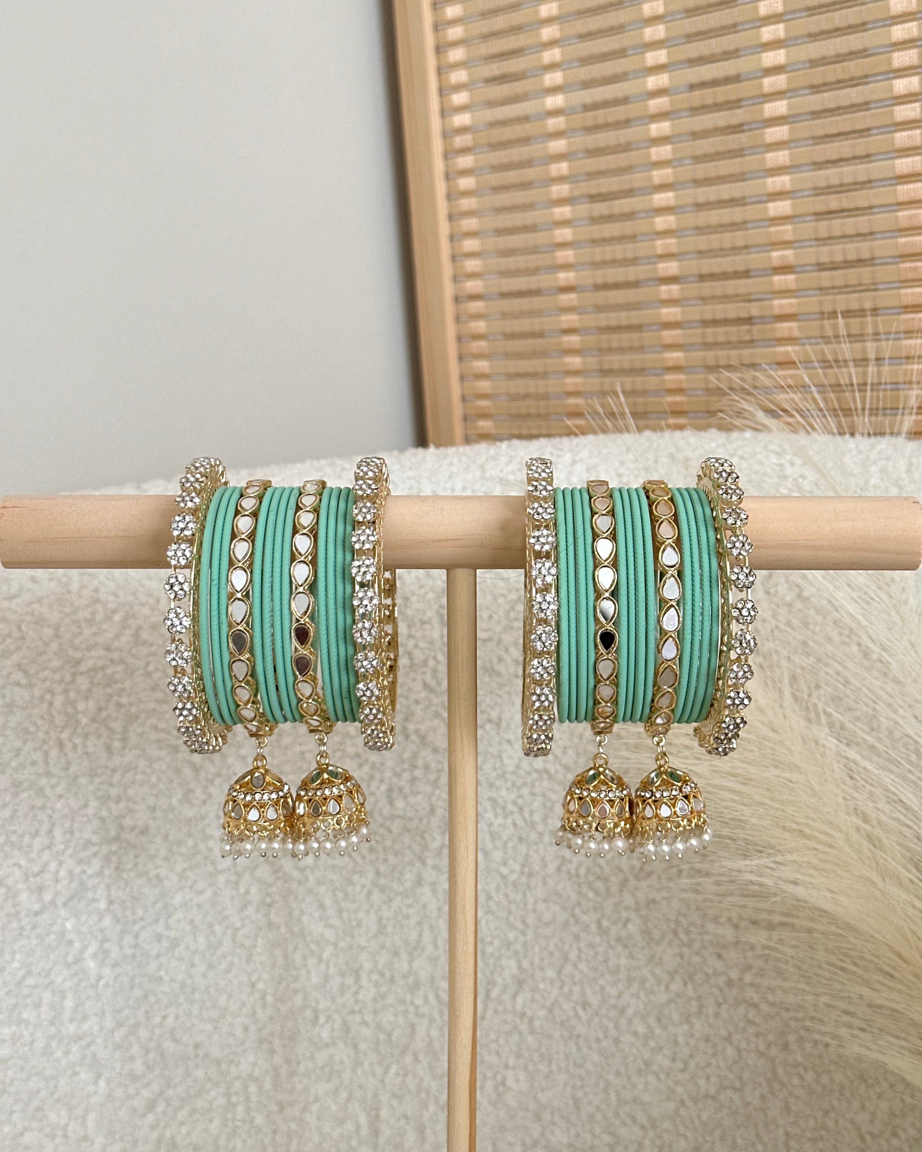 Dhami Bangles Set | Mint Green