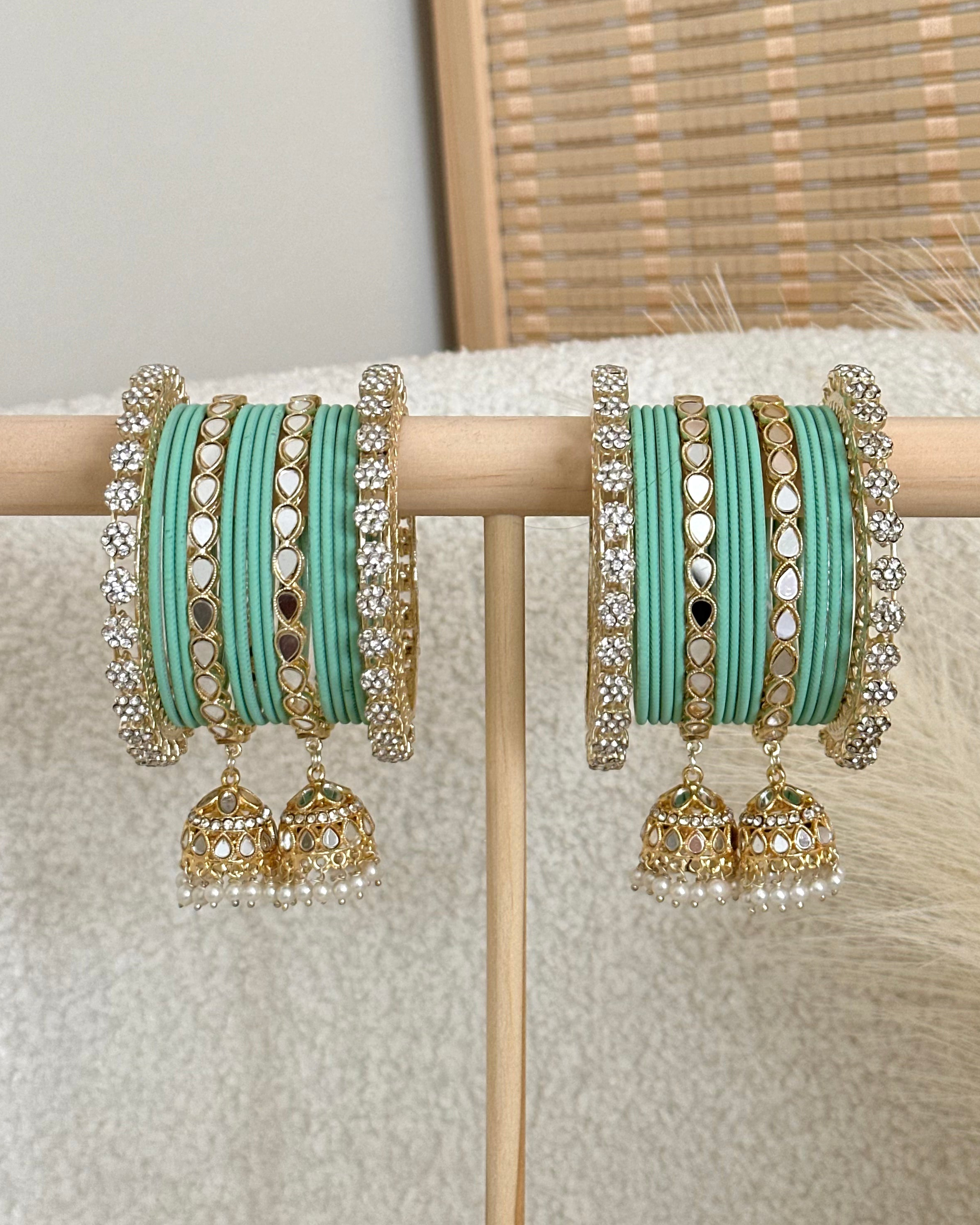 Dhami Bangles Set | Mint Green
