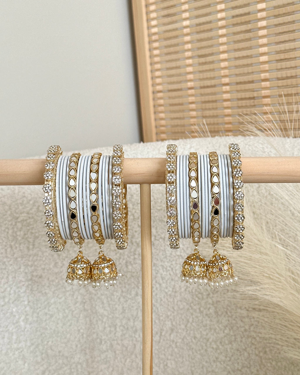 Dhami Bangles Set | White