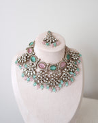 Aafreen Necklace Set | Baby Pink & Mint Green
