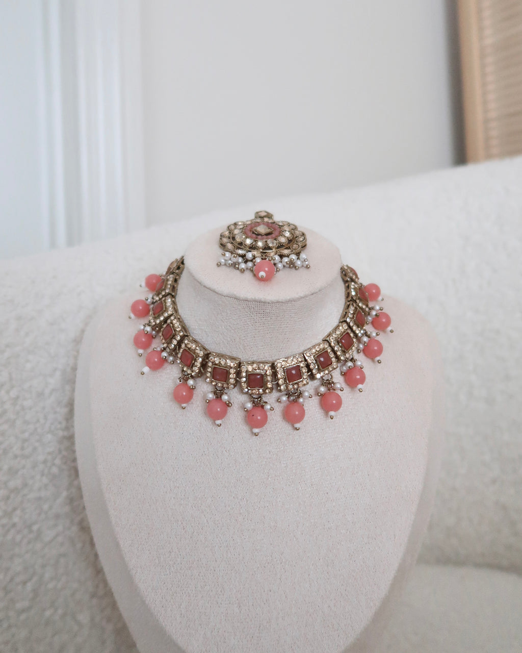 Samar Necklace Set | Peach
