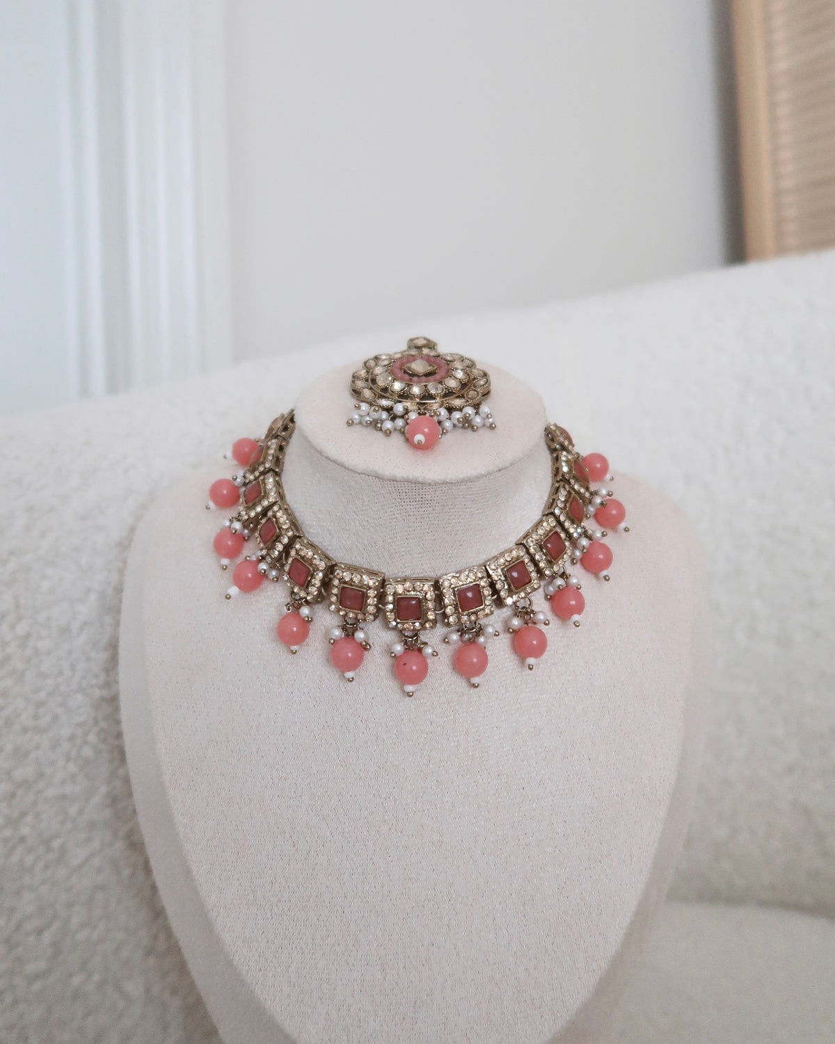 Samar Necklace Set | Peach