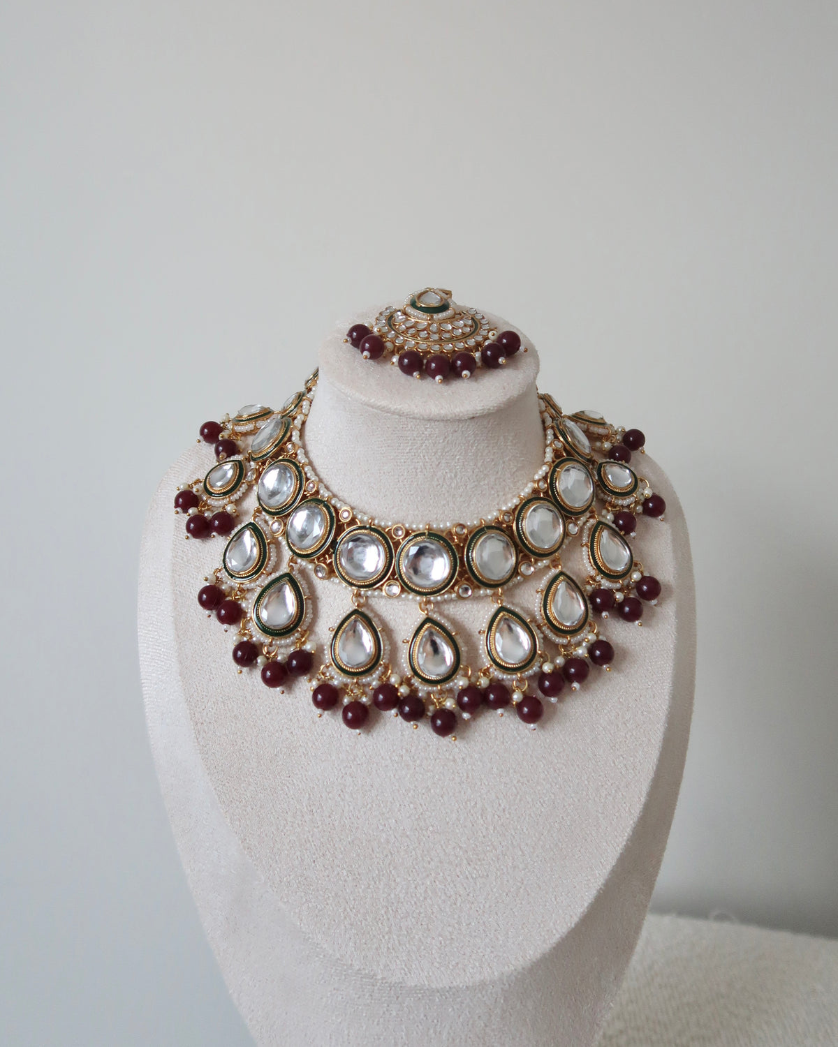 Meera Necklace Set | Maroon