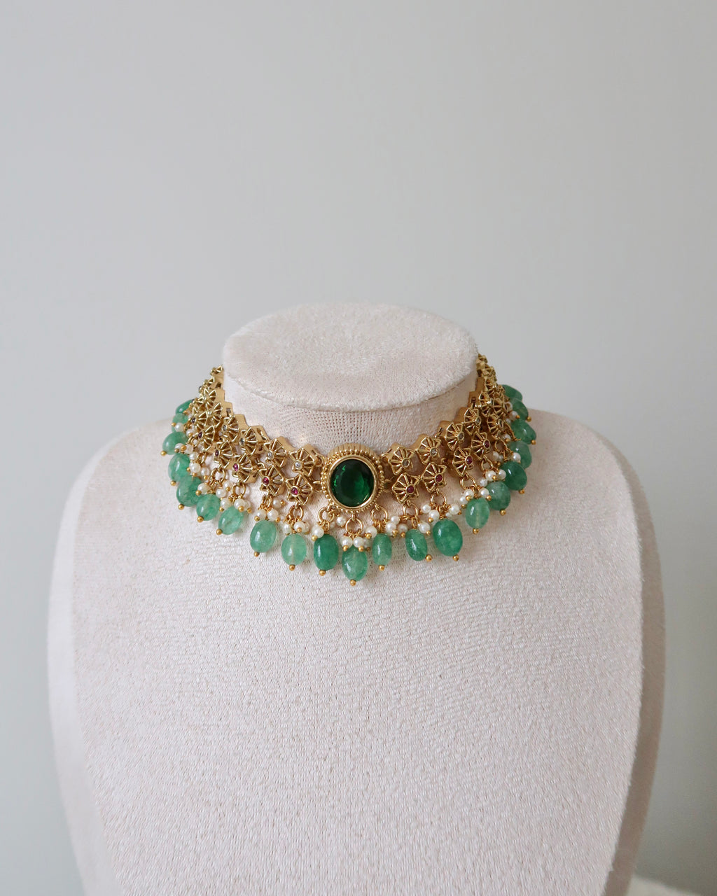 Saira Choker Set | Green
