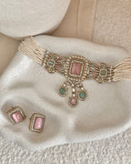 Aafiya Choker Set | Pink & Mint Green