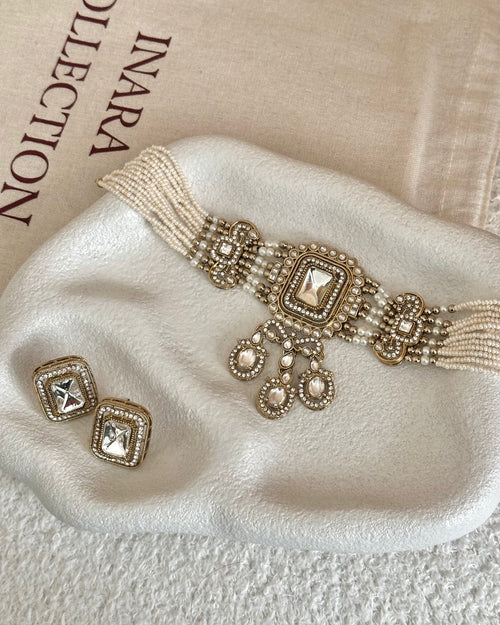 Aafiya Choker Set | White