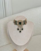Aafiya Choker Set | Bottle Green