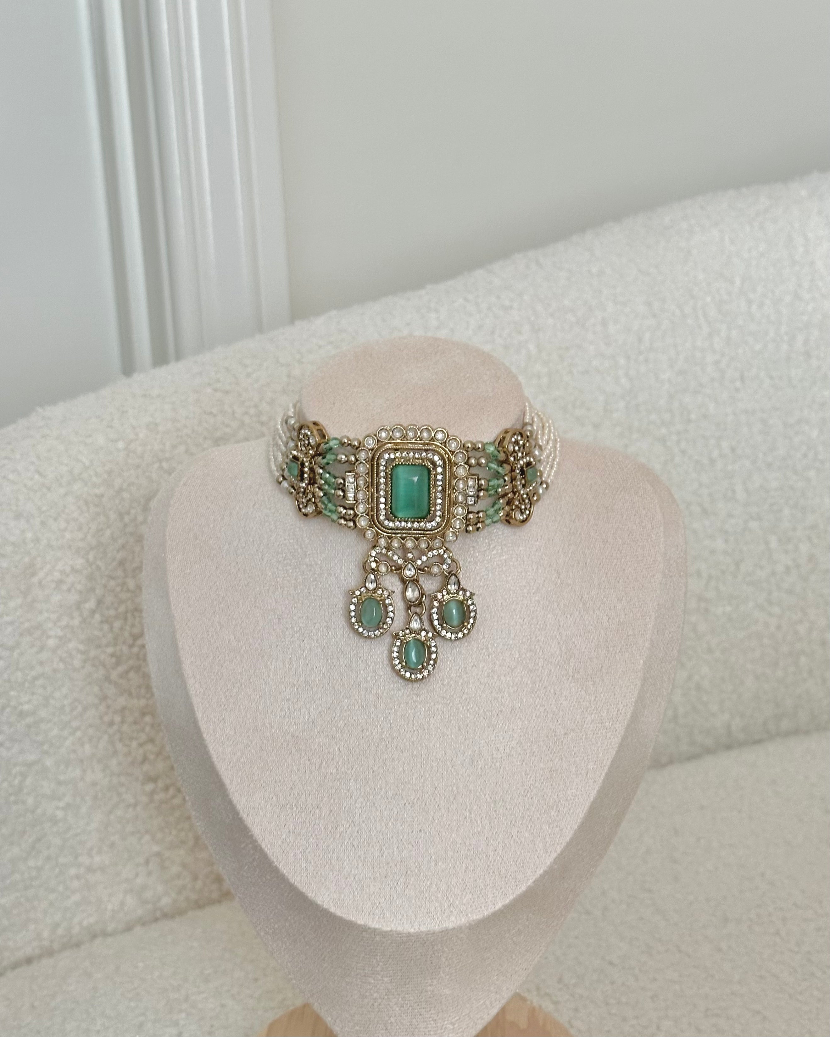 Aafiya Choker Set | Mint Green
