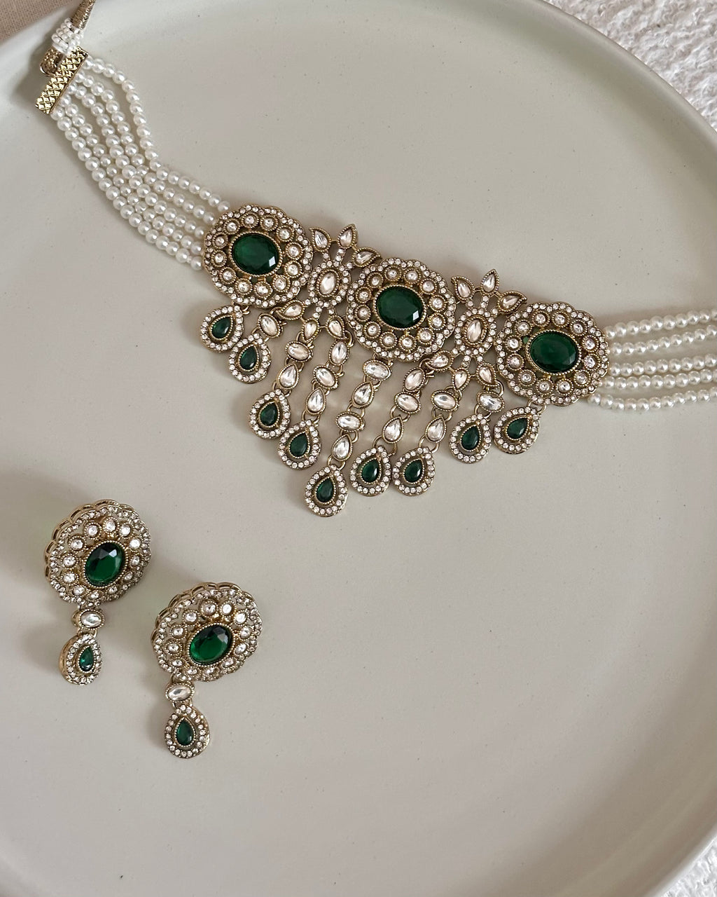 Elara Choker Set | Bottle Green
