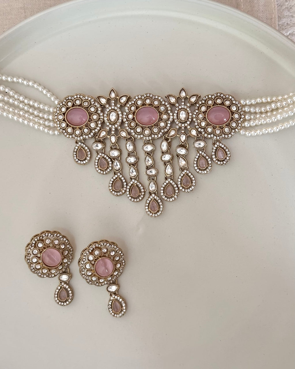 Elara Choker Set |  Baby Pink