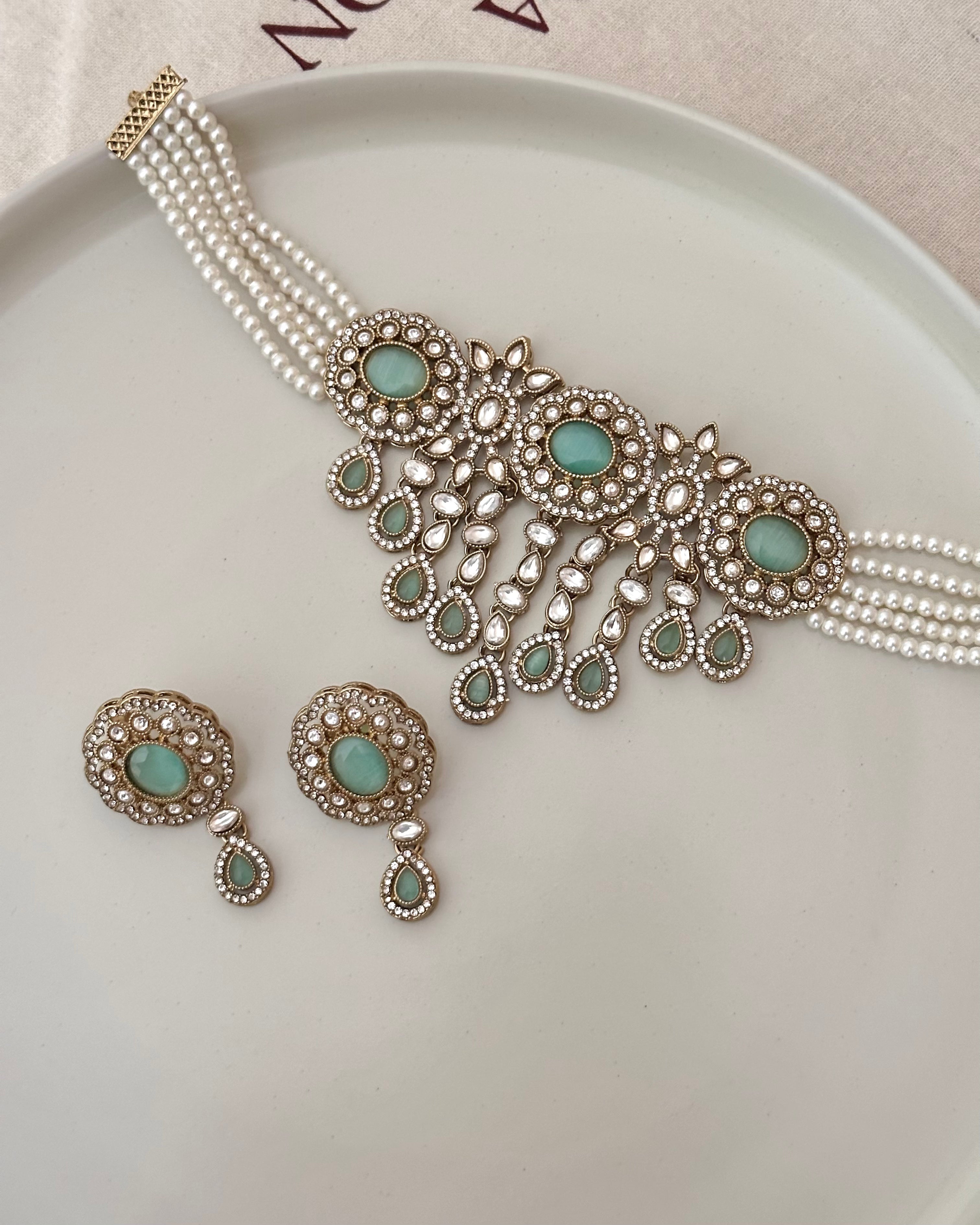 Elara Choker Set | Mint Green
