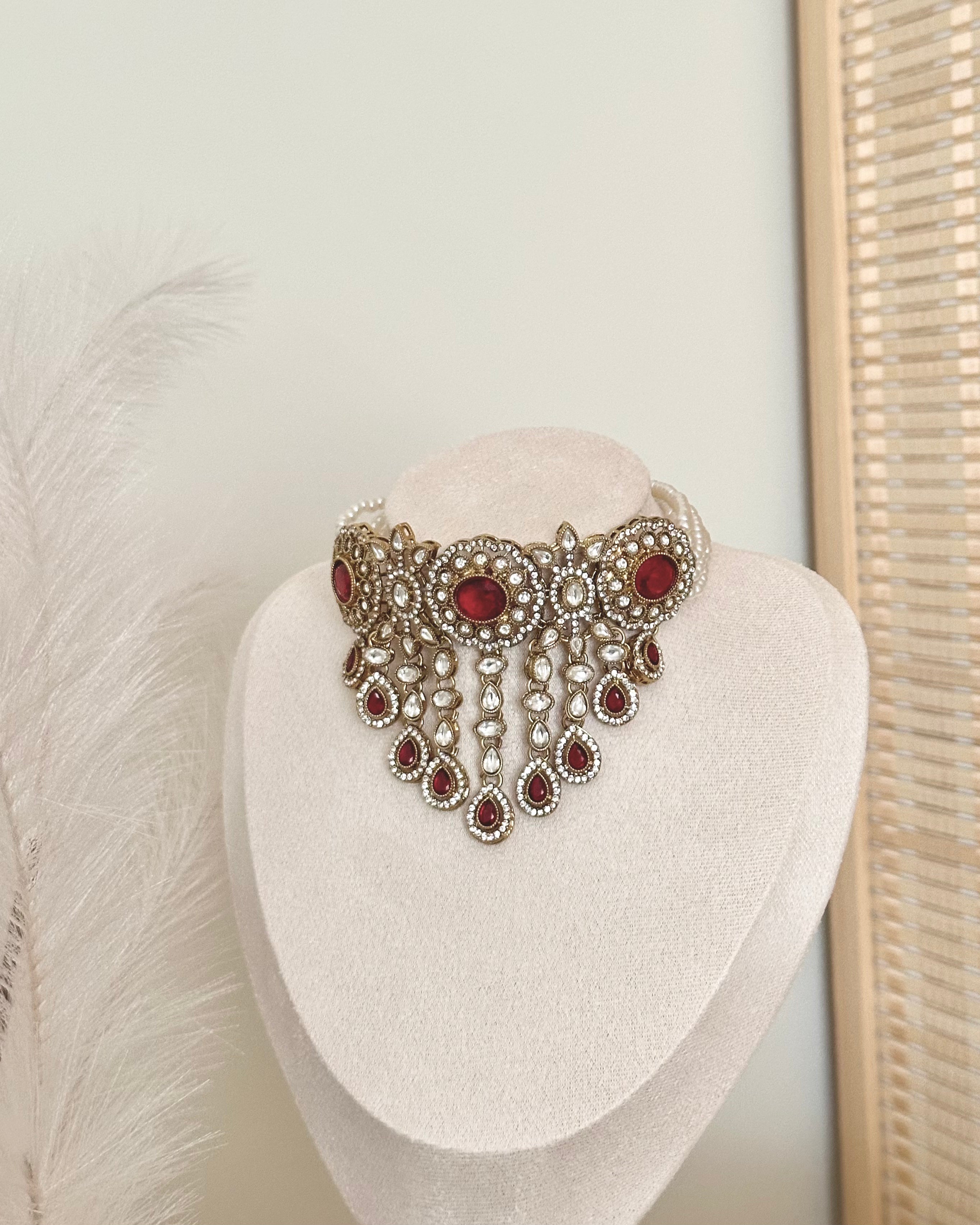 Elara Choker Set | Maroon