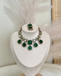 Zeenat Necklace Set | Emerald Green
