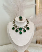 Zeenat Necklace Set | Emerald Green