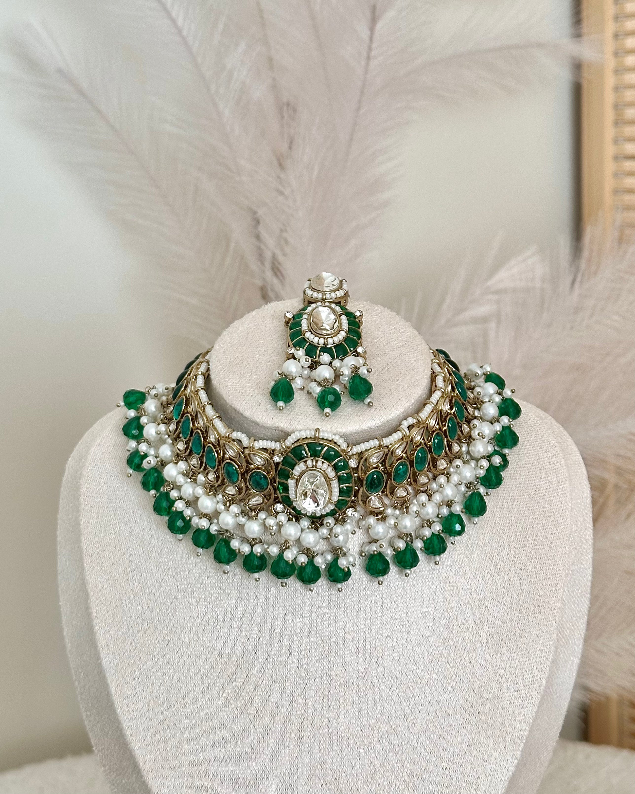 Liyana Necklace Set | Emerald Green