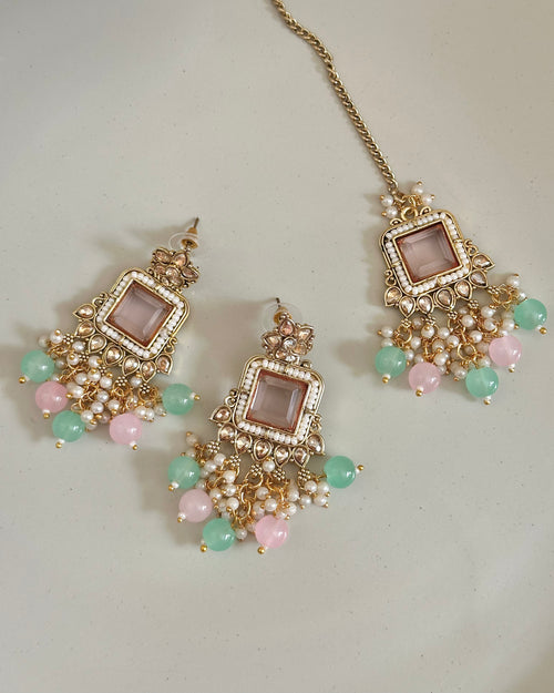 Aira Choker Set | Baby Pink & Mint Green
