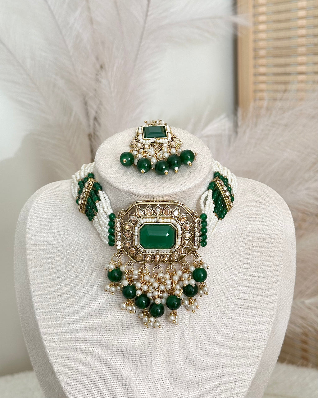 Aira Choker Set | Emerald Green