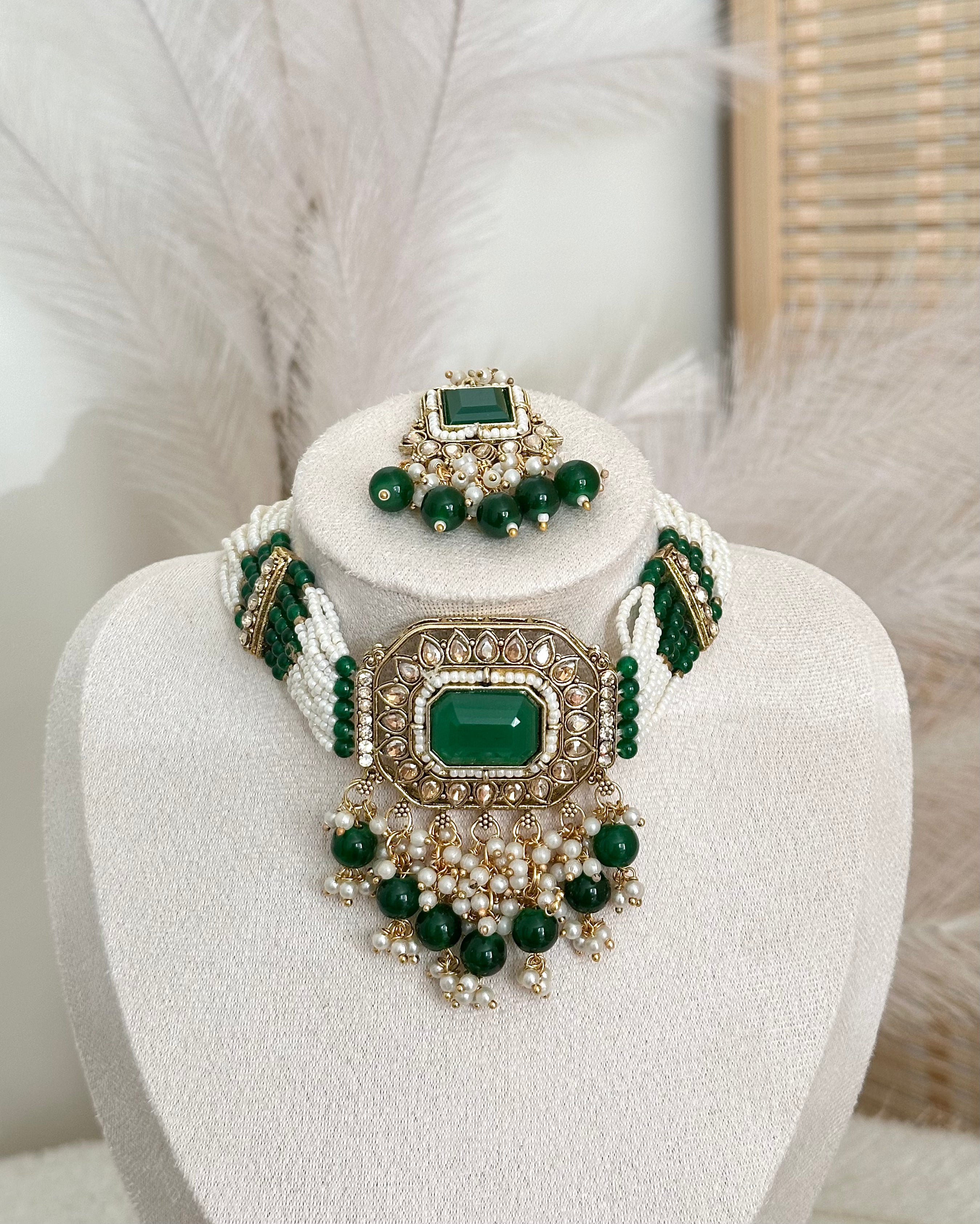 Aira Choker Set | Emerald Green
