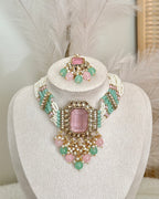 Afreen Choker Set | Baby Pink & Mint Green