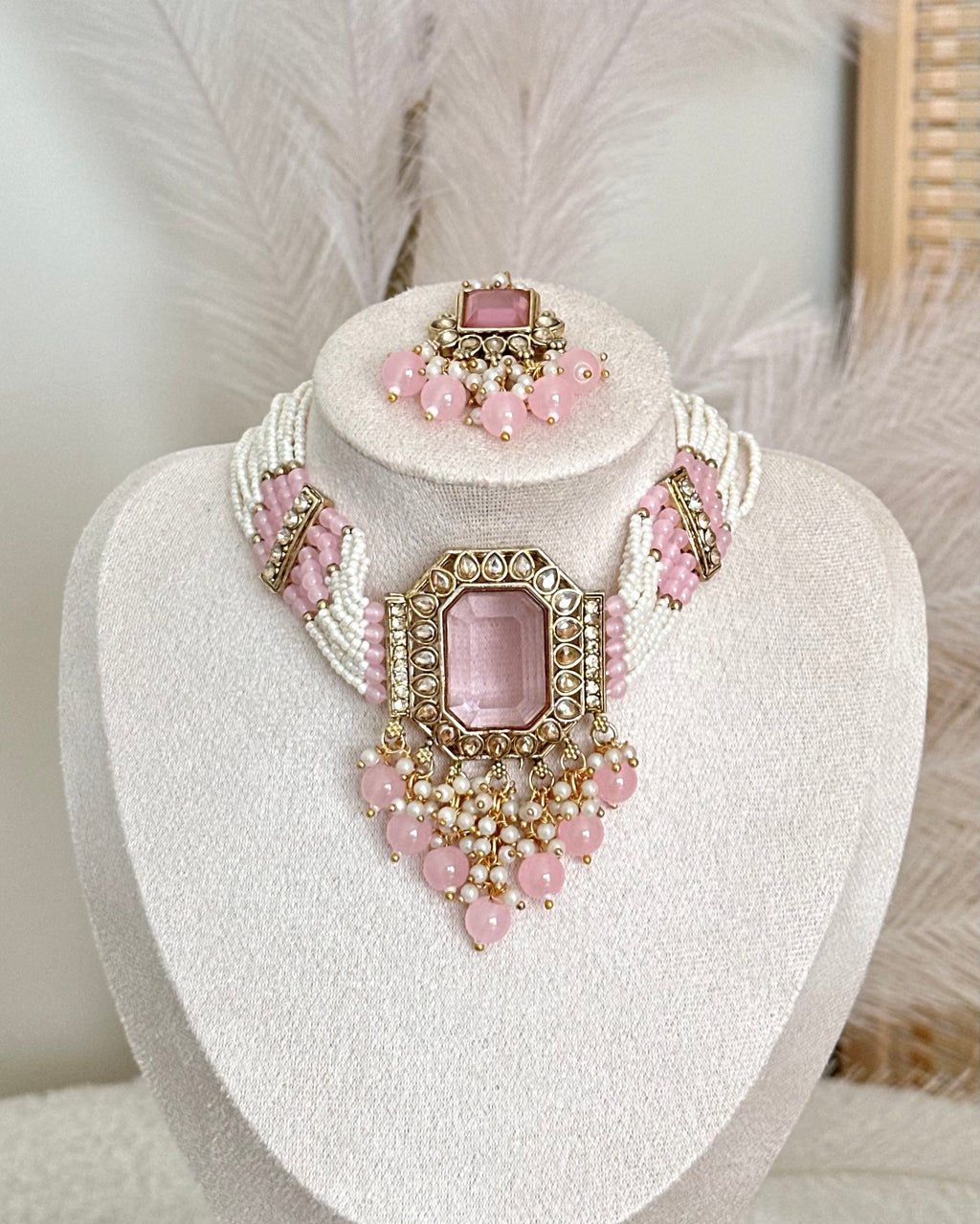 Afreen Choker Set | Baby Pink