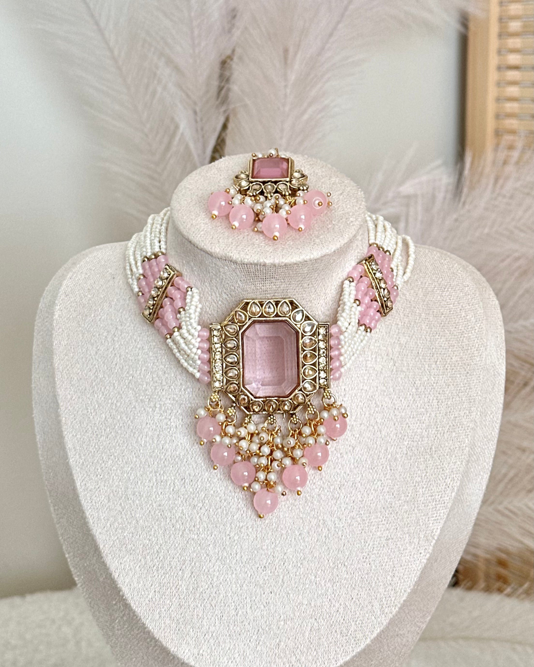 Afreen Choker Set | Baby Pink