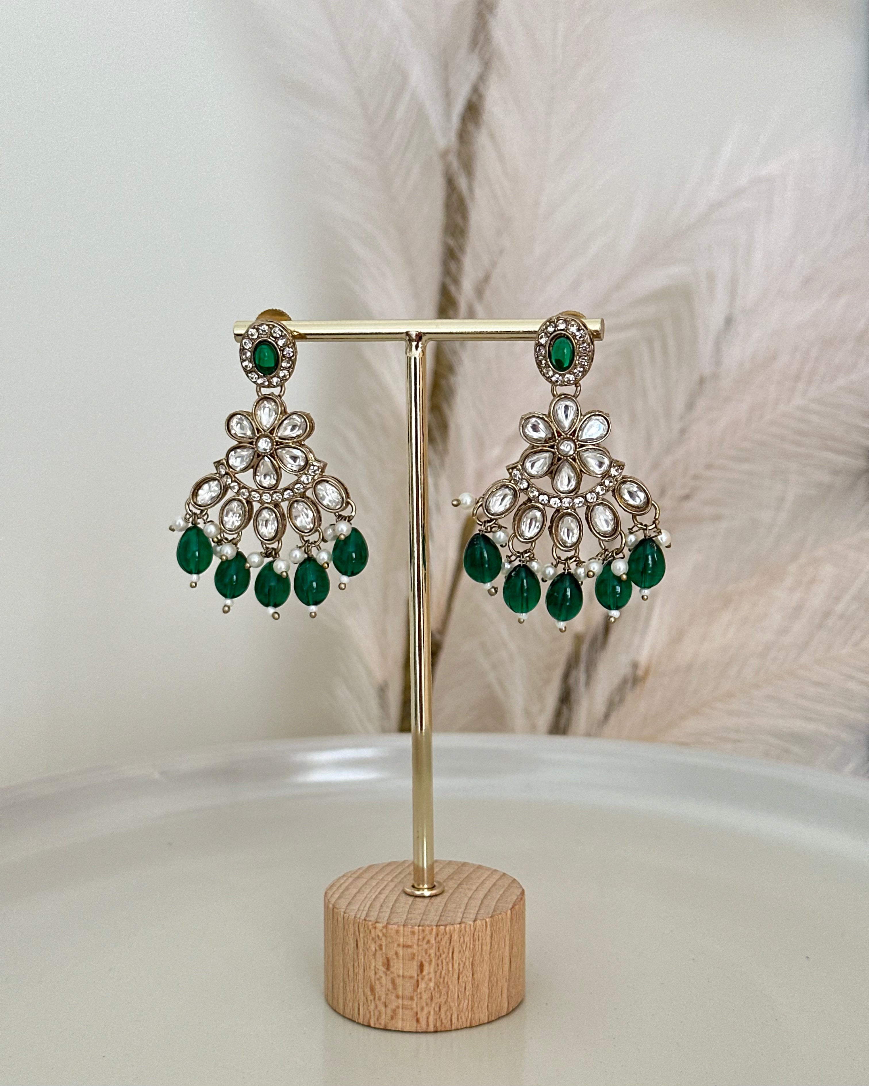 Aafreen Necklace Set | Emerald Green