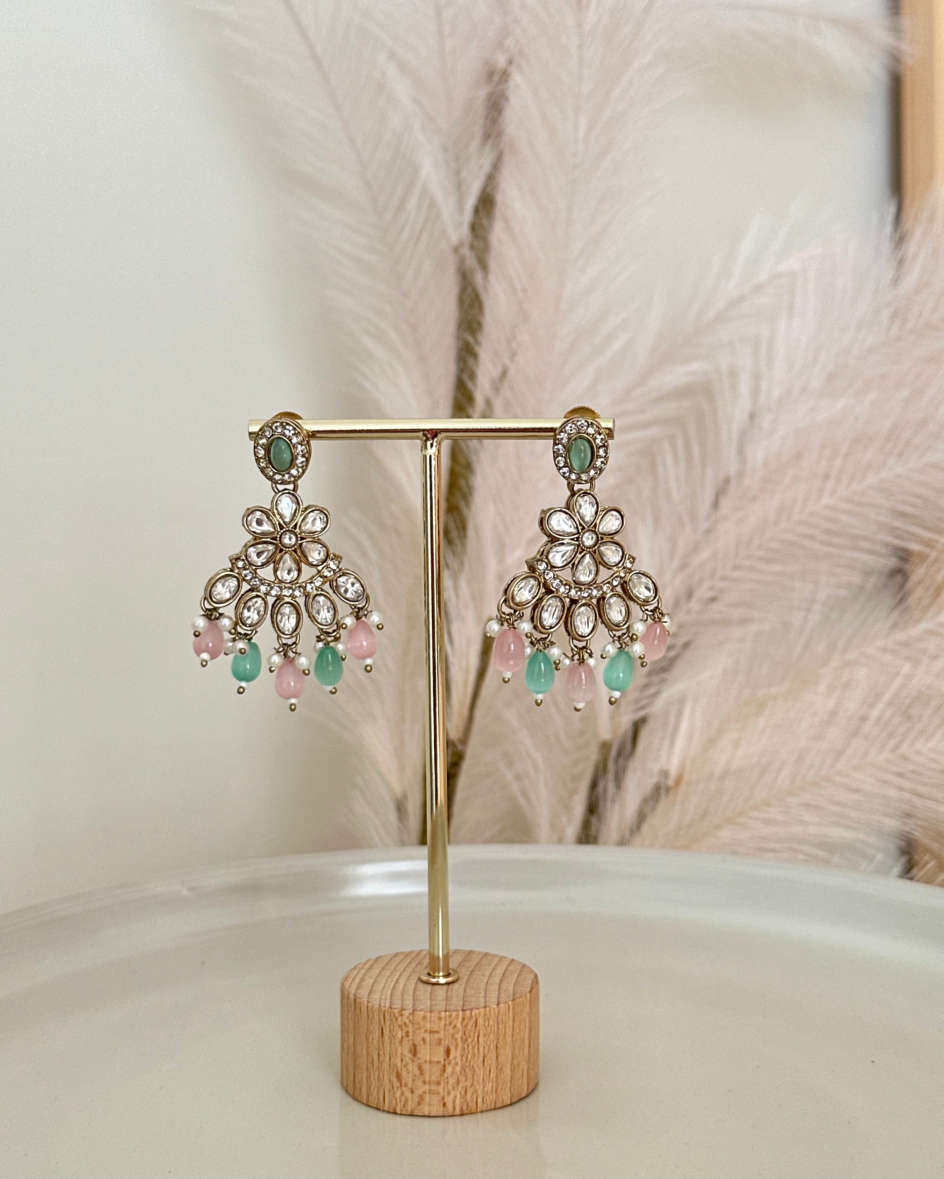 Aafreen Necklace Set | Baby Pink & Mint Green