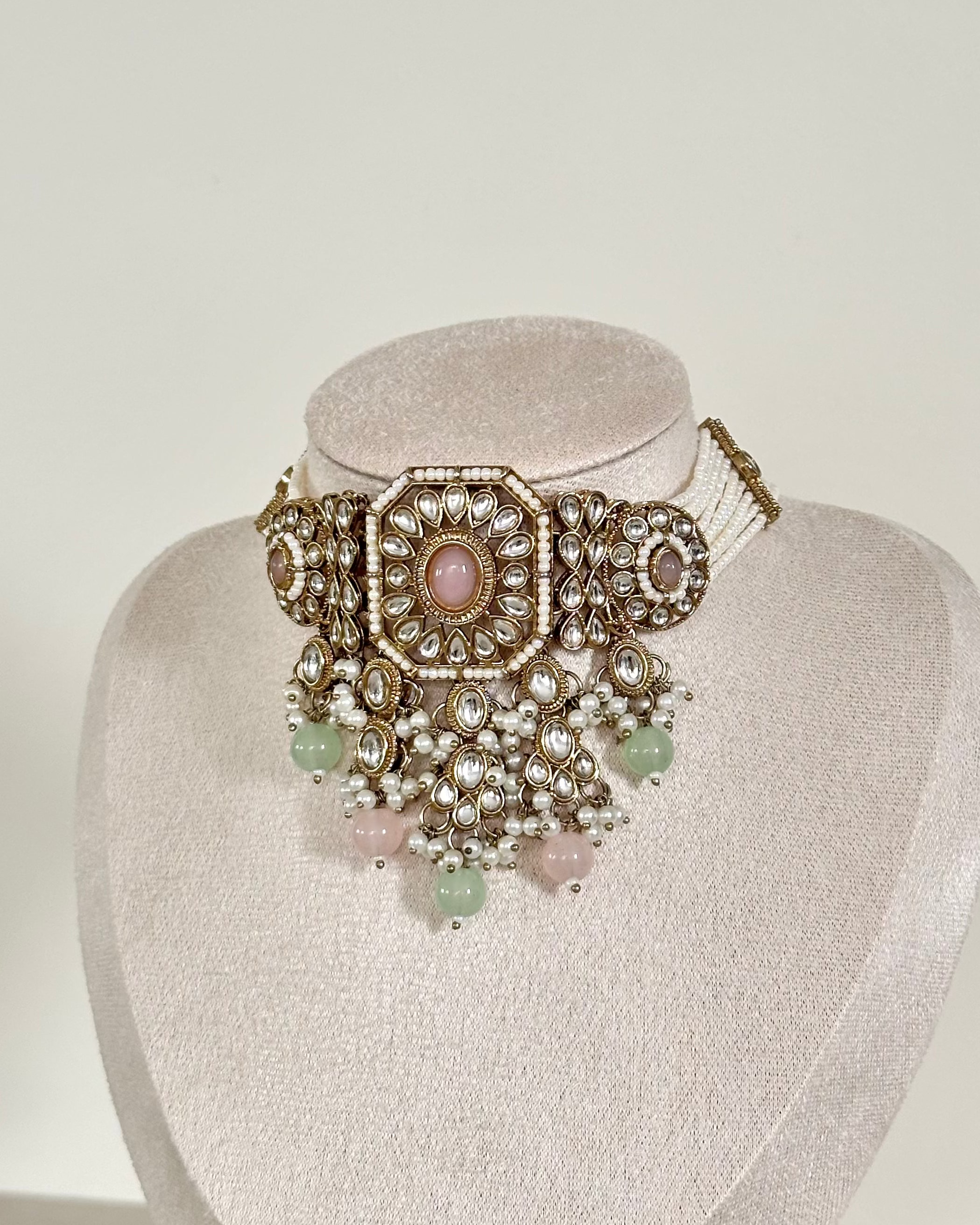 Noor Choker Set | Pink & Mint