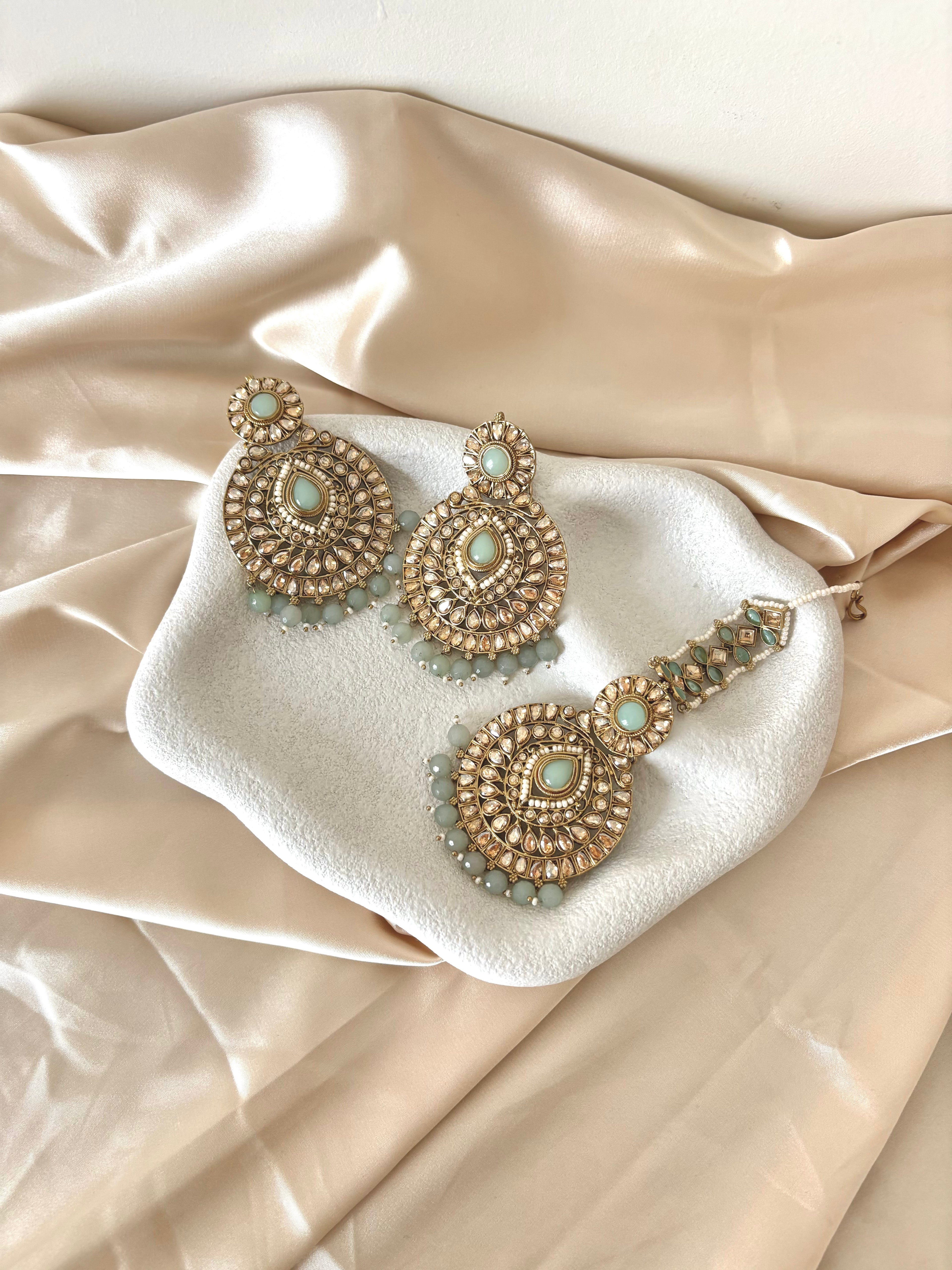 Myra Tikka Set | Mint Green